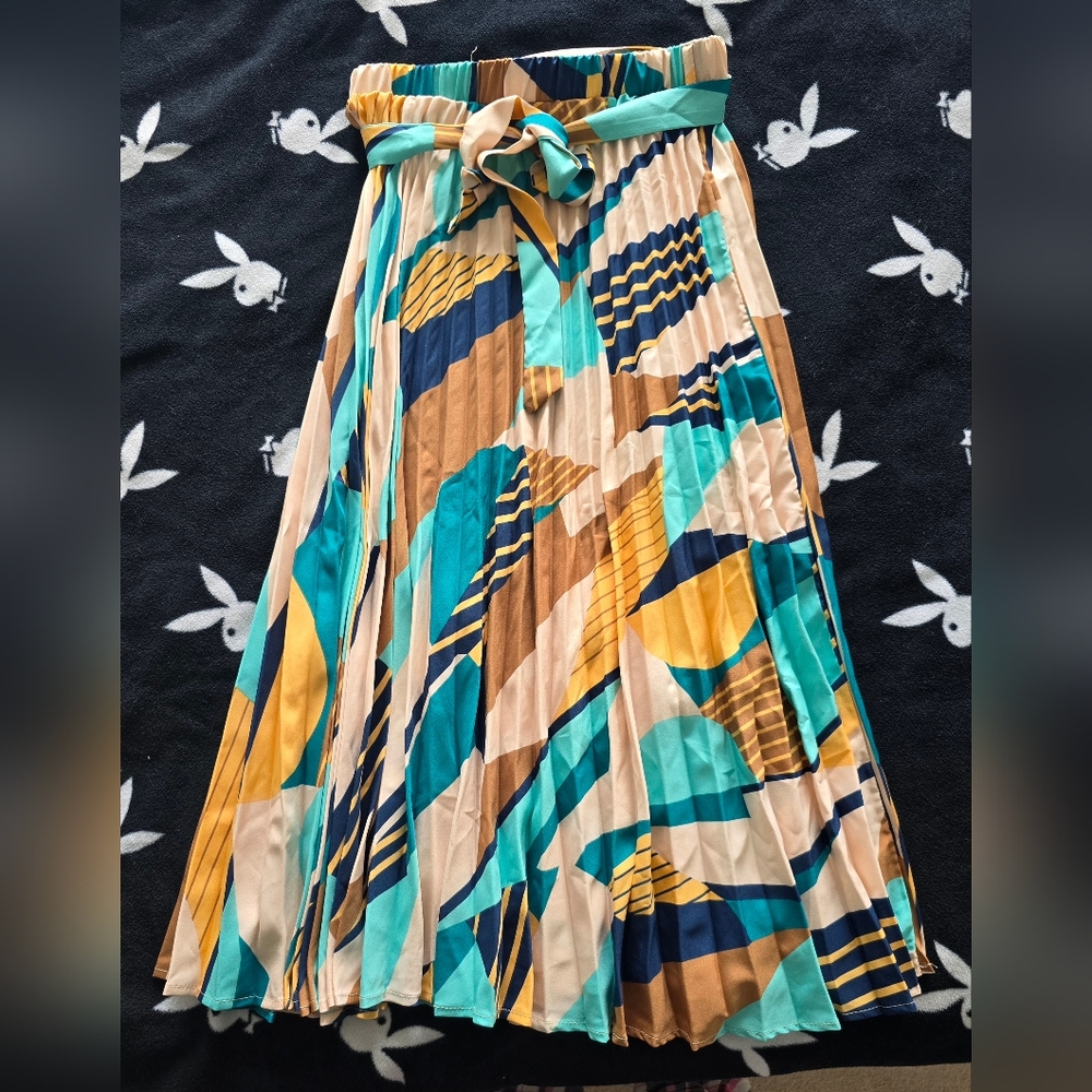 Multicolor Pleated Skirt